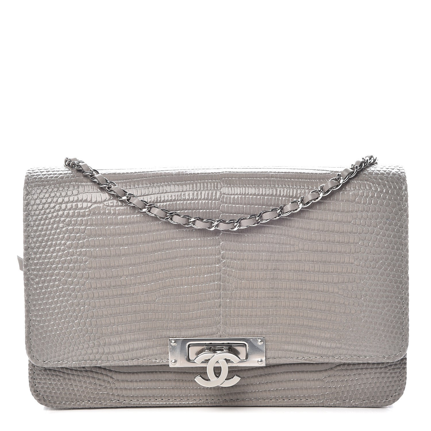Chanel Lizard Golden Class Wallet on Chain WOC Grey 1 of 10