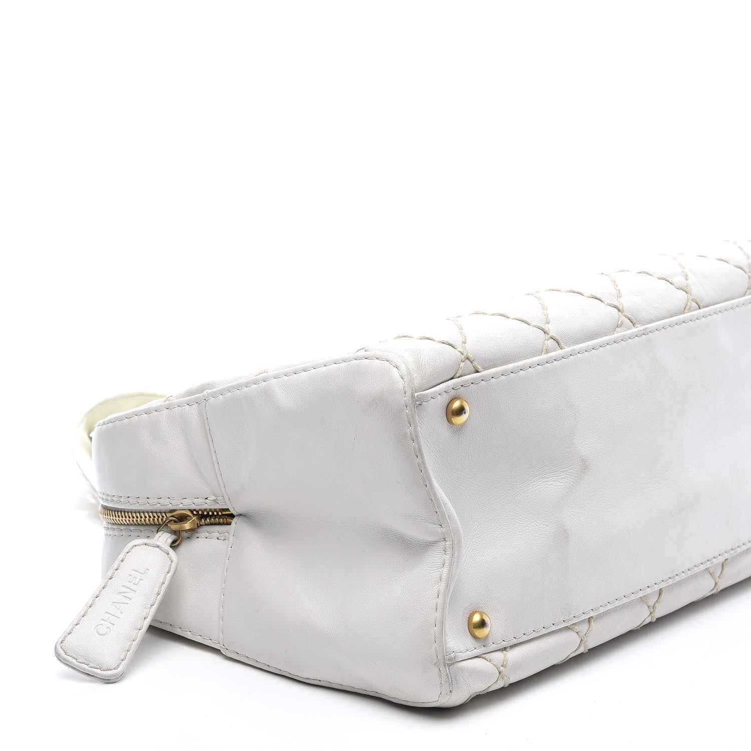 Chanel Calfskin Stitch Bowler White 7 of 9