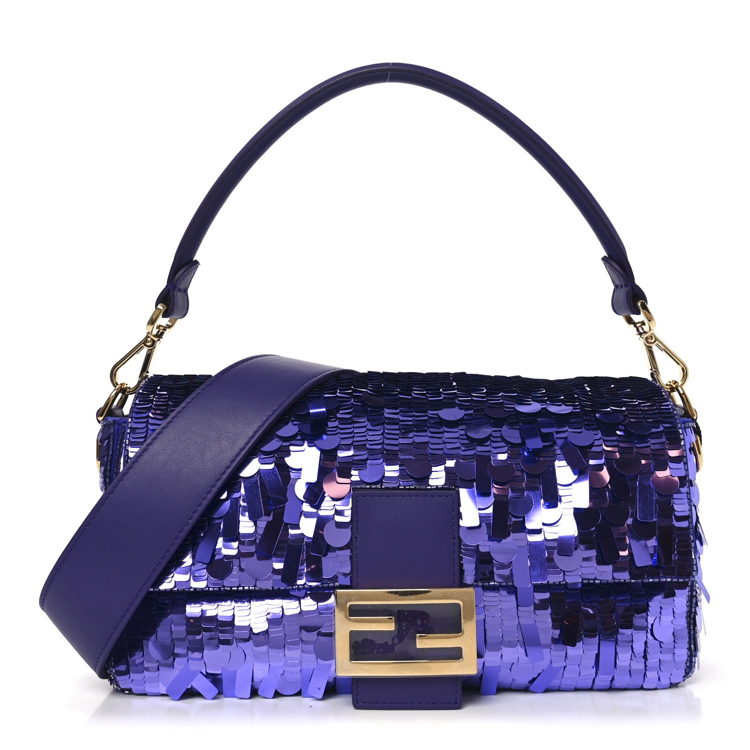 Fendi Sequin Paillettes Shiny Nappa Sex and the City Baguette Viola Purple Rain 1 of 10