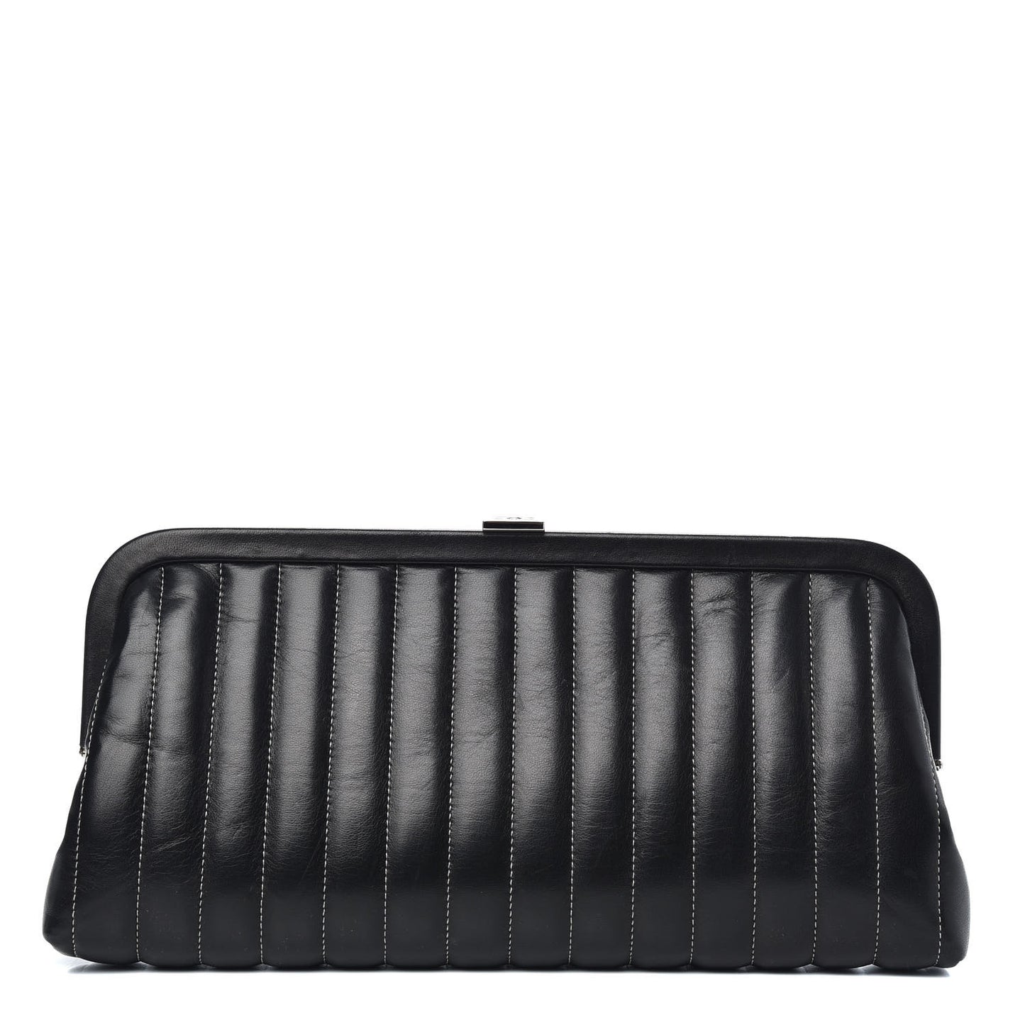 Lambskin Vertical Quilted Mademoiselle Clutch Black
