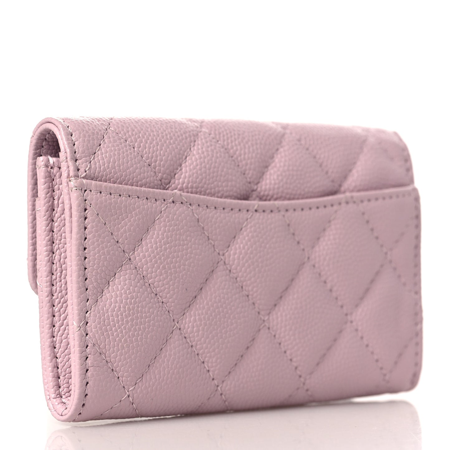 Caviar Quilted Flap Card Holder Wallet Light Pink