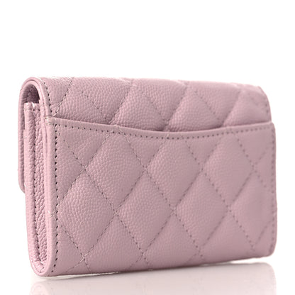 Chanel Caviar Quilted Flap Card Holder Wallet Light Pink 3 of 9