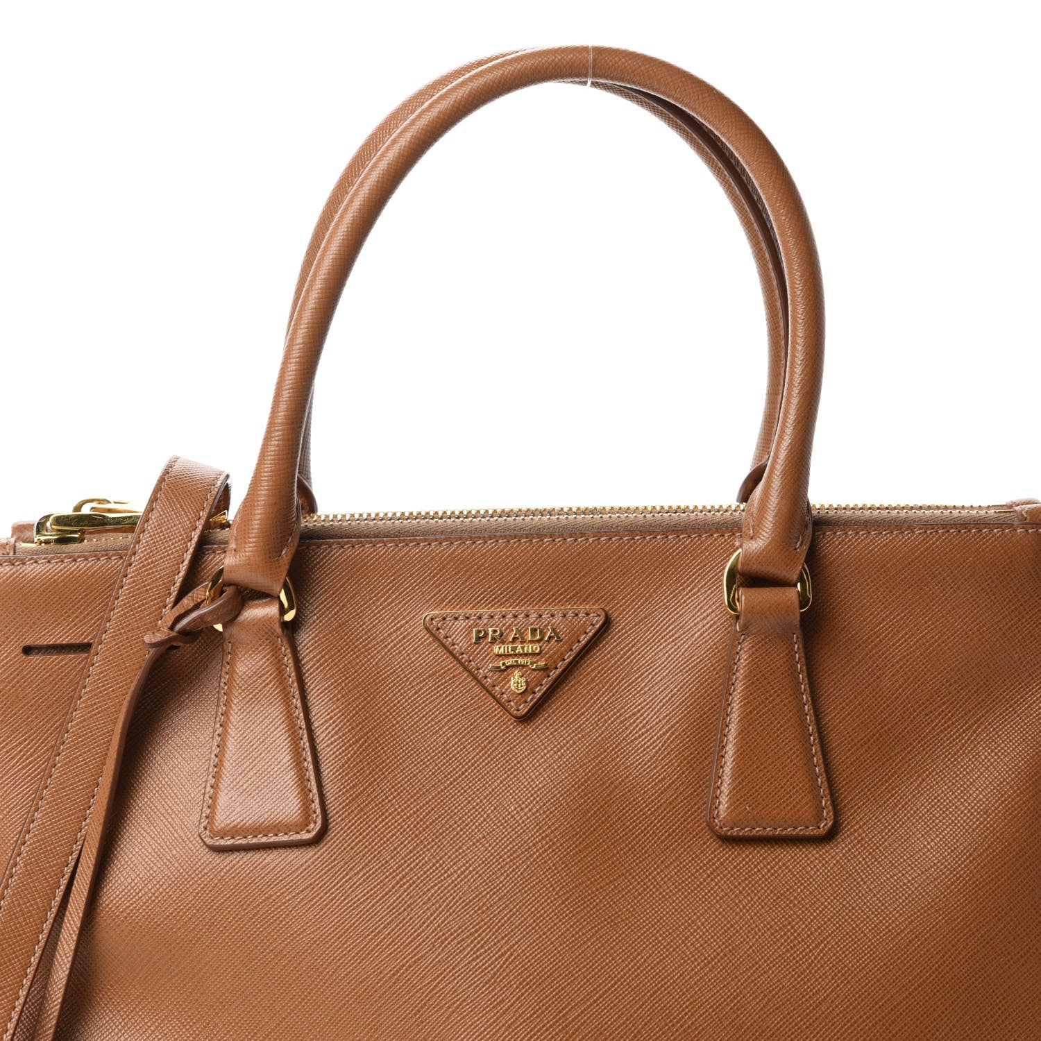 Prada Saffiano Small Galleria Double Zip Tote Caramel 12 of 12
