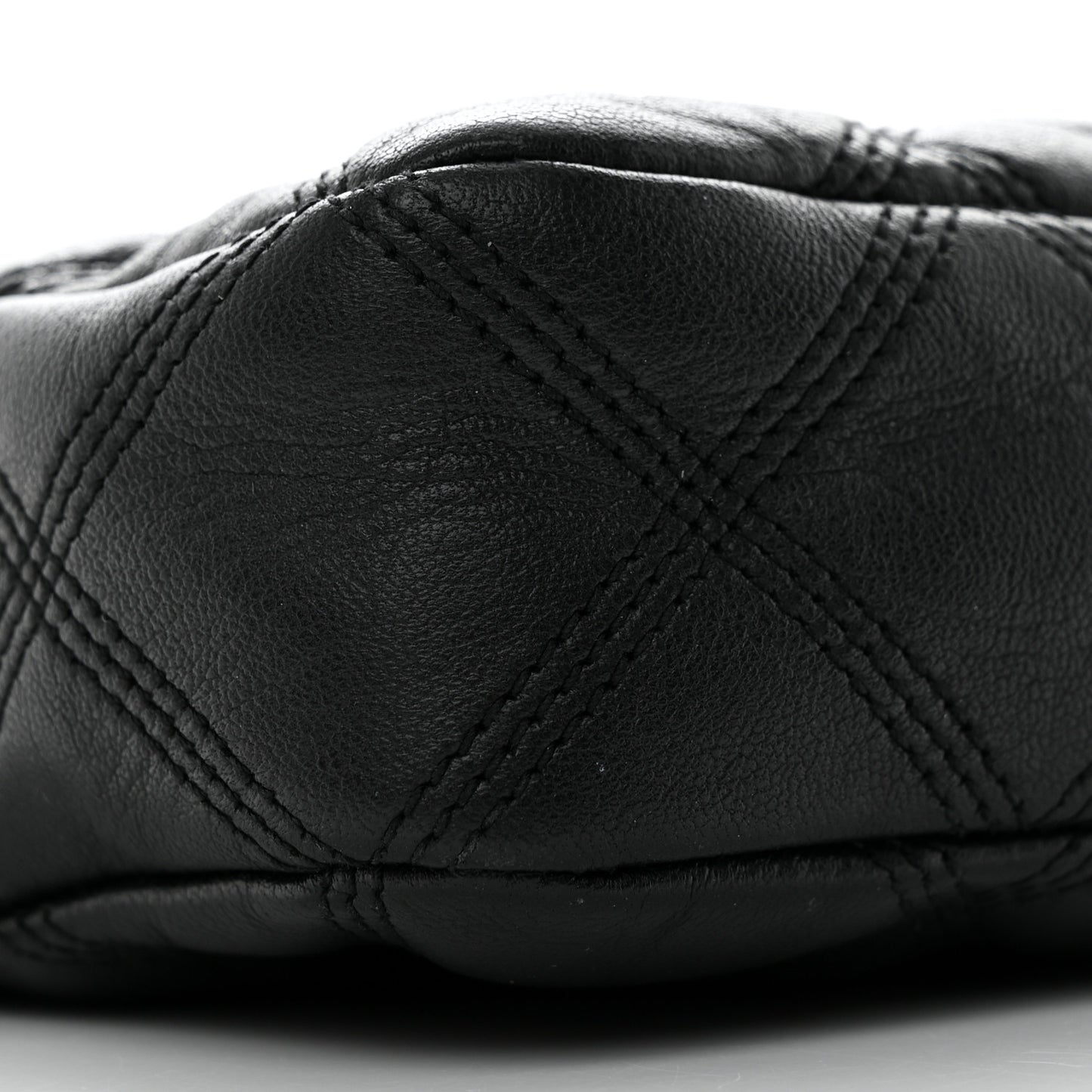 Grained Lambskin Quilted Mini Becky Double Zip Bag Black