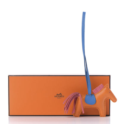 Hermes Milo Lambskin Grigri Rodeo Horse Bag Charm PM Orange Bleu Zanzibar Rose Azalee 5 of 5