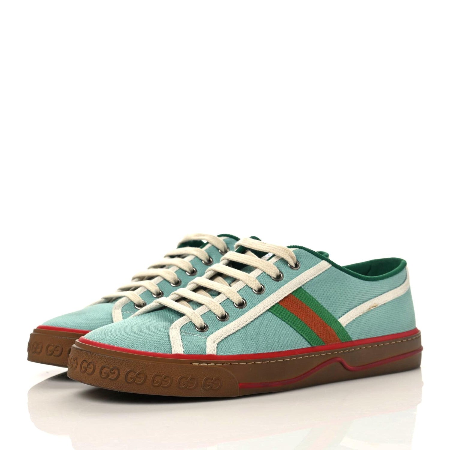 Gucci Tweed Web Mens 1977 Tennis Sneakers 8 Verdan Mystic White 3 of 10