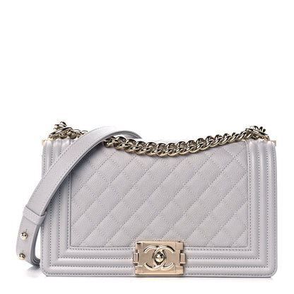 Chanel Caviar Quilted Medium Boy Flap Light Grey 1 of 10