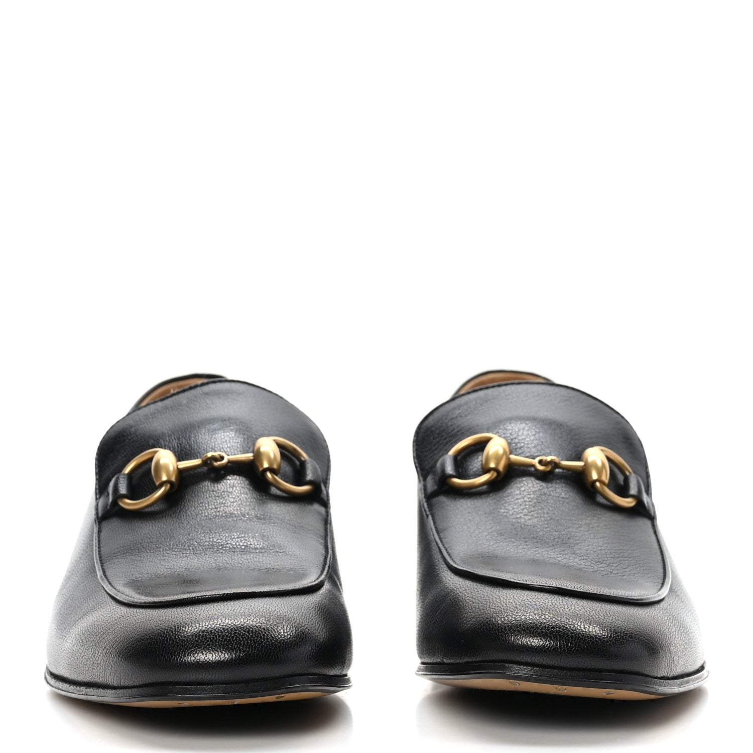 Gucci Goatskin Womens Horsebit Mid-Heel Loafers 38 Black 2 of 8