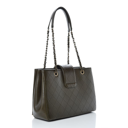 Chanel Calfskin Stitched Shopping Tote Green 3 of 11