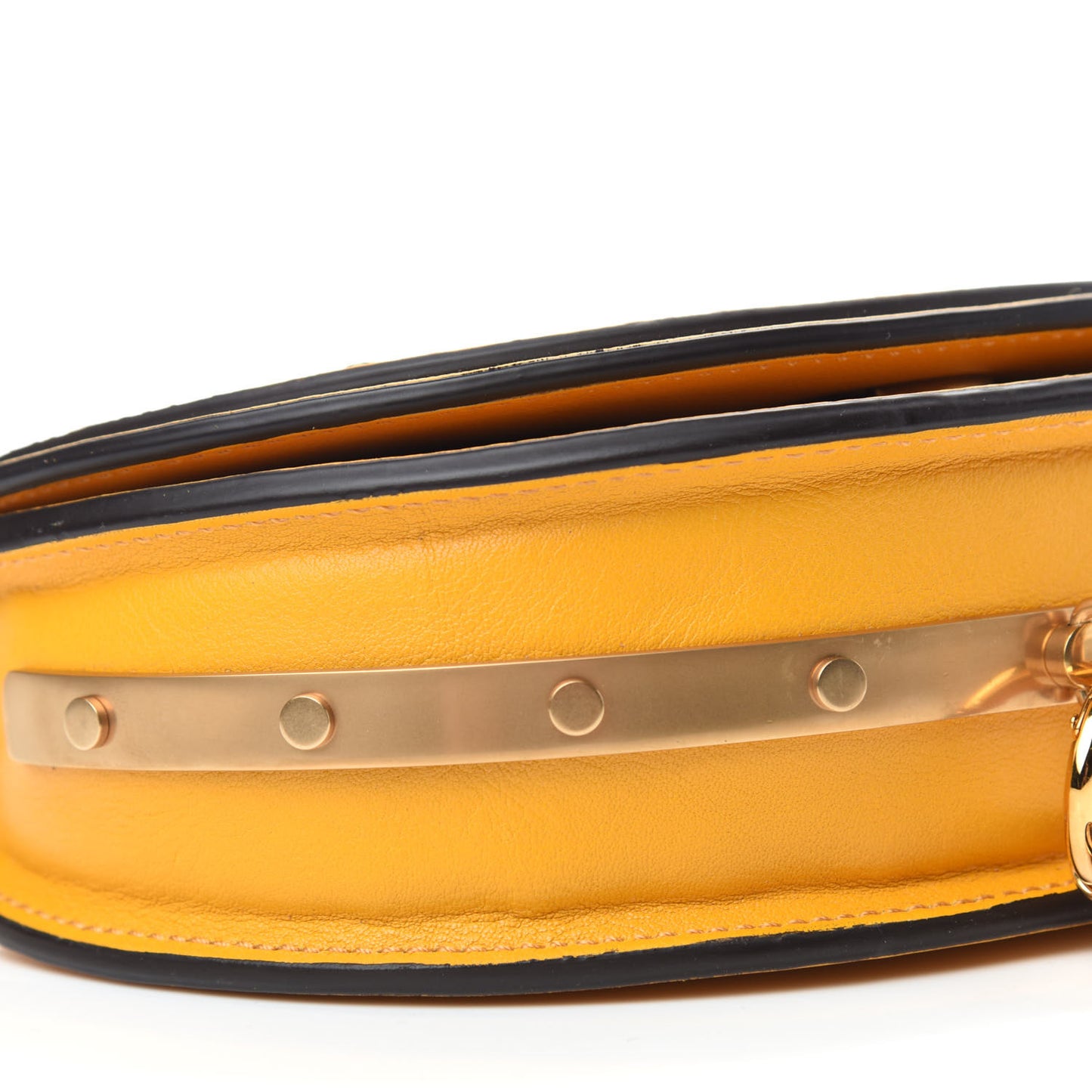 Calfskin Small Nile Bracelet Minaudiere Bag Dark Ochre