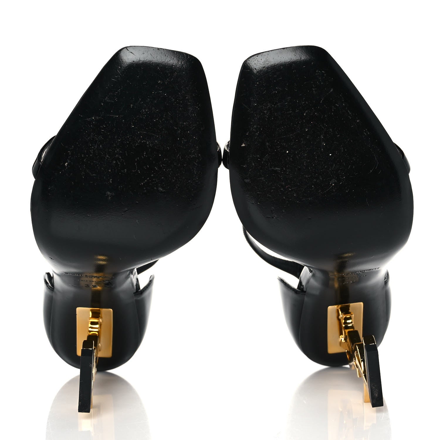 Saint Laurent Patent Calfskin Opyum 110 Sandals 39 Black Gold 5 of 8
