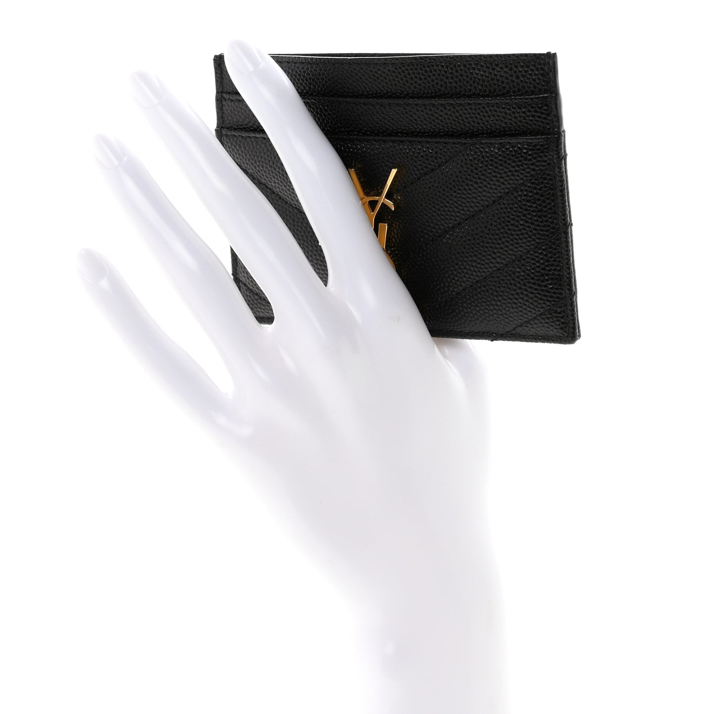 Grain De Poudre Matelasse Chevron Monogram Credit Card Case Black