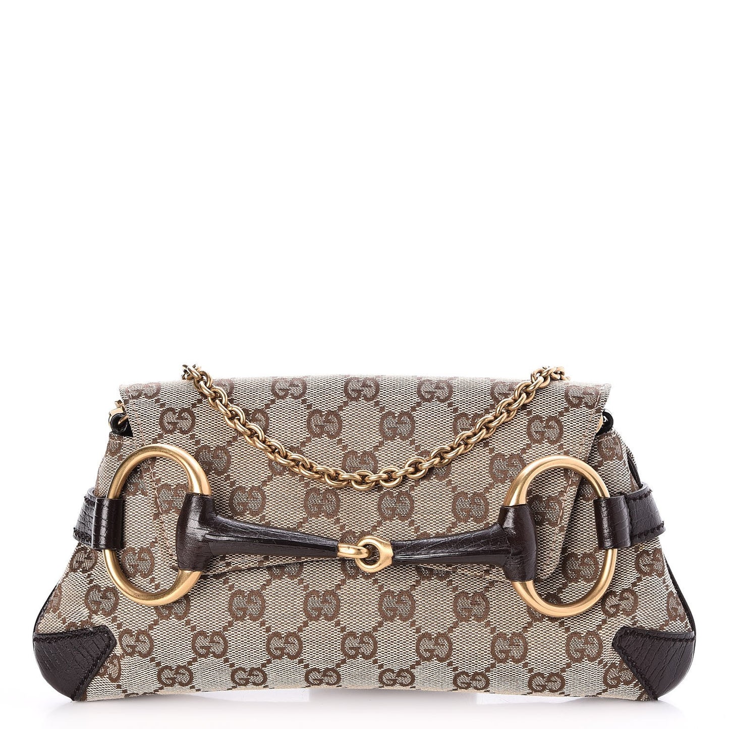 Monogram Horsebit Clutch Dark Brown