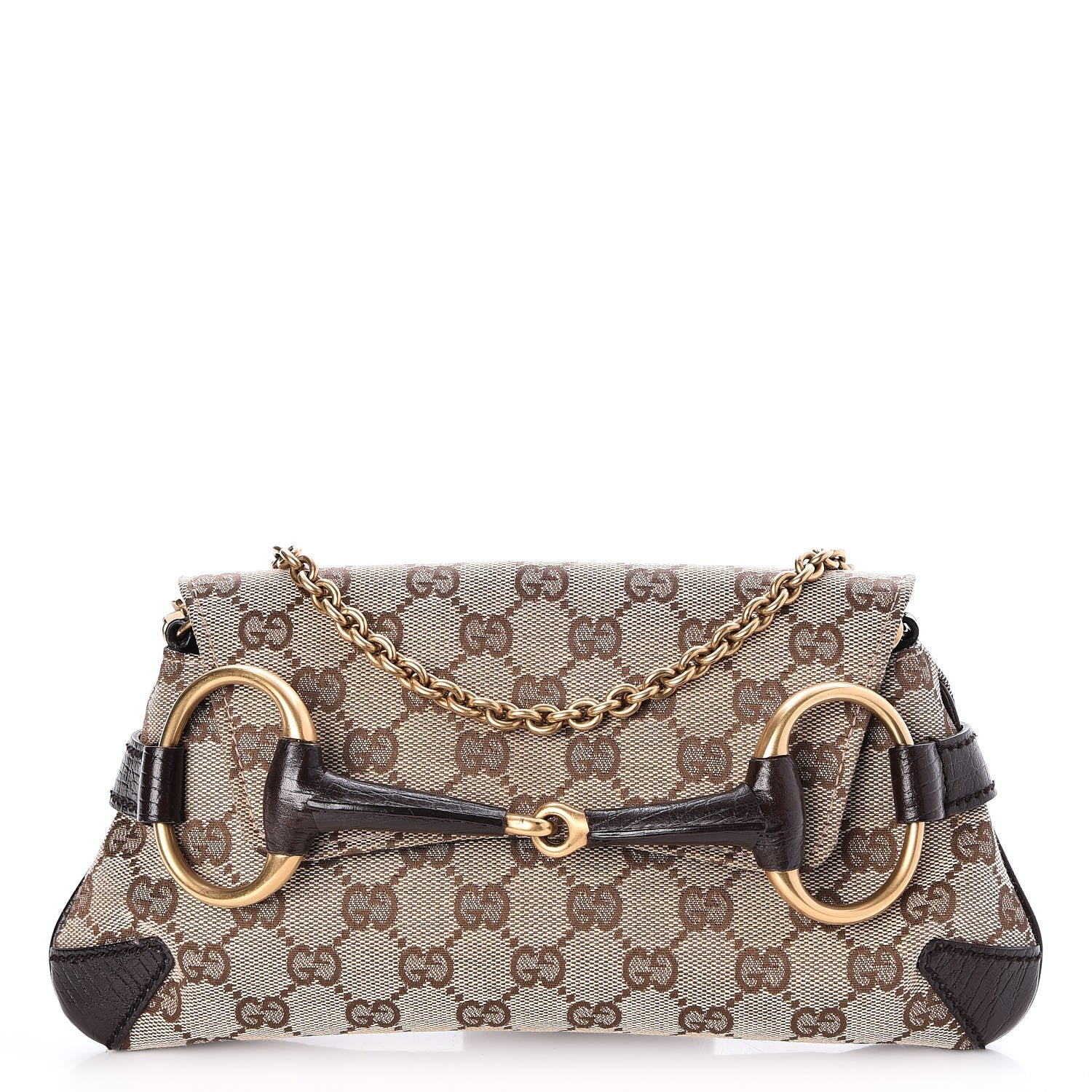 Gucci Monogram Horsebit Clutch Dark Brown 1 of 7