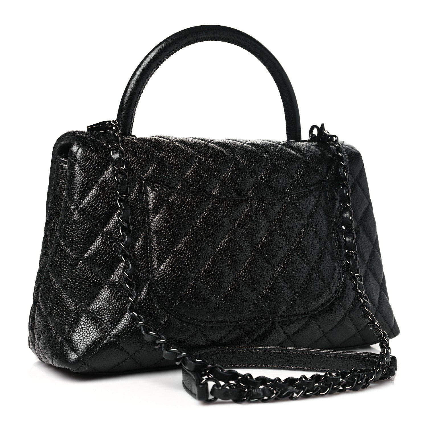 Chanel Caviar Quilted Small Coco Handle Flap So Black 3 of 10