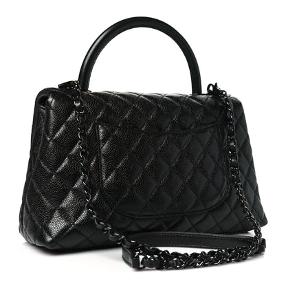Chanel Caviar Quilted Small Coco Handle Flap So Black 3 of 10