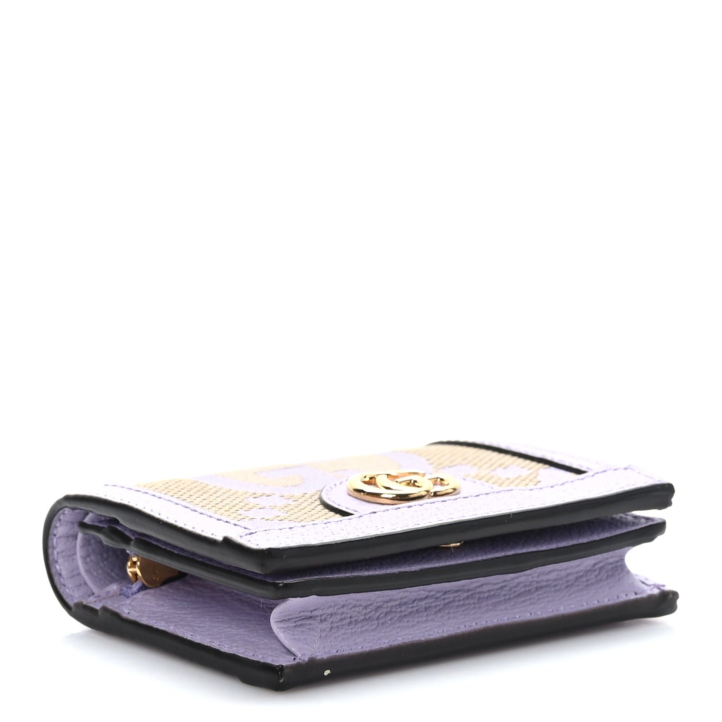 Monogram Jumbo GG Textured Dollar Calfskin Ophidia Card Case Beige Lapis