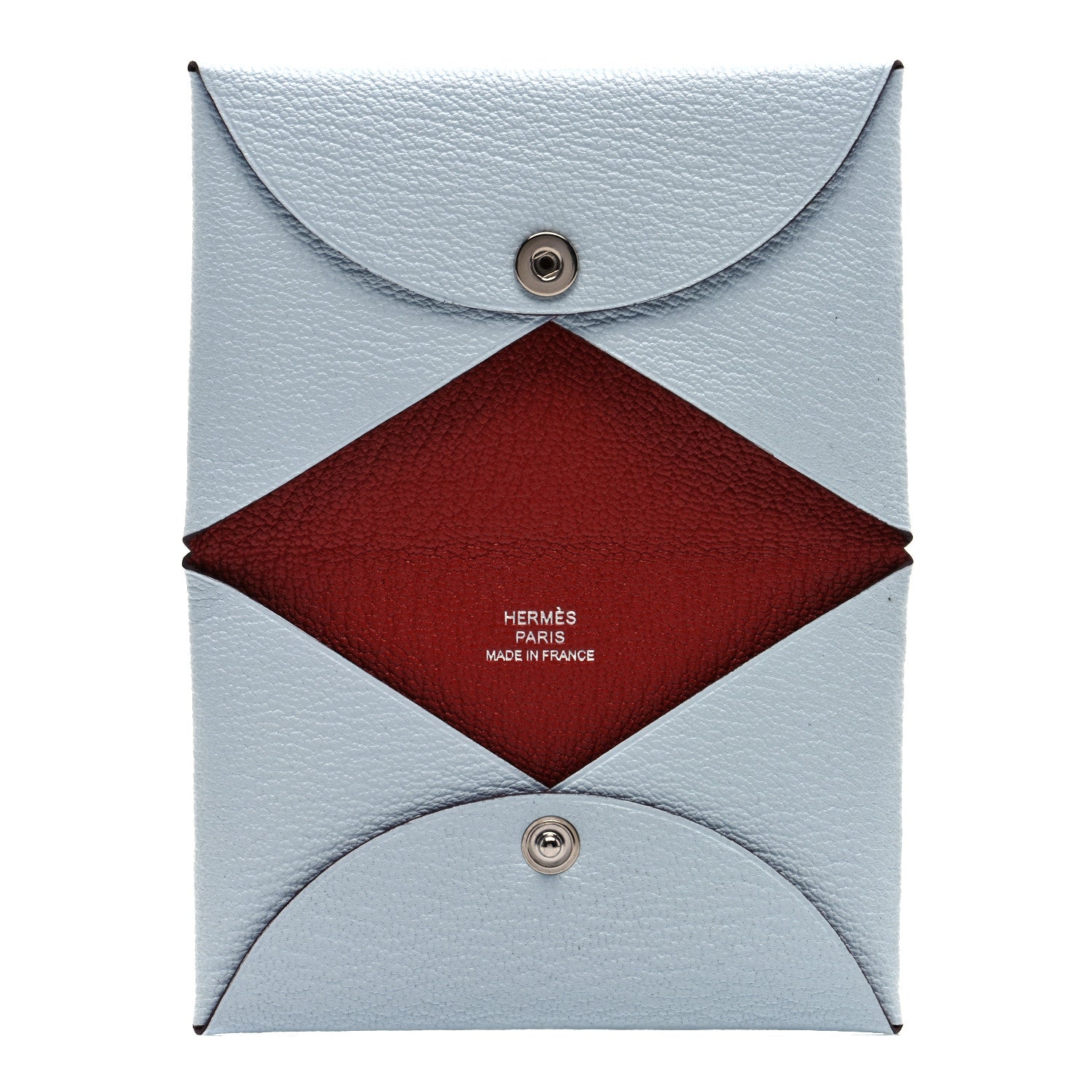 Hermes Chevre Mysore Verso Calvi Card Case Bleu Brume Brique 5 of 7