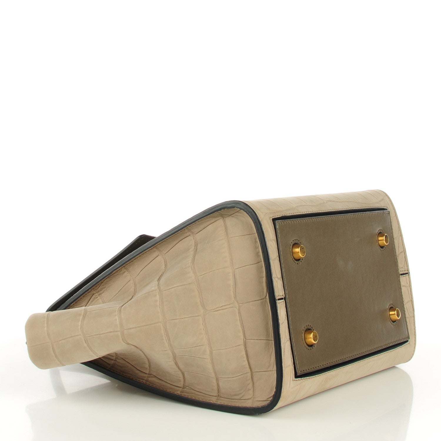 Celine Smooth Calfskin Crocodile Embossed Nubuck Mini Tie Tote Grey 3 of 7