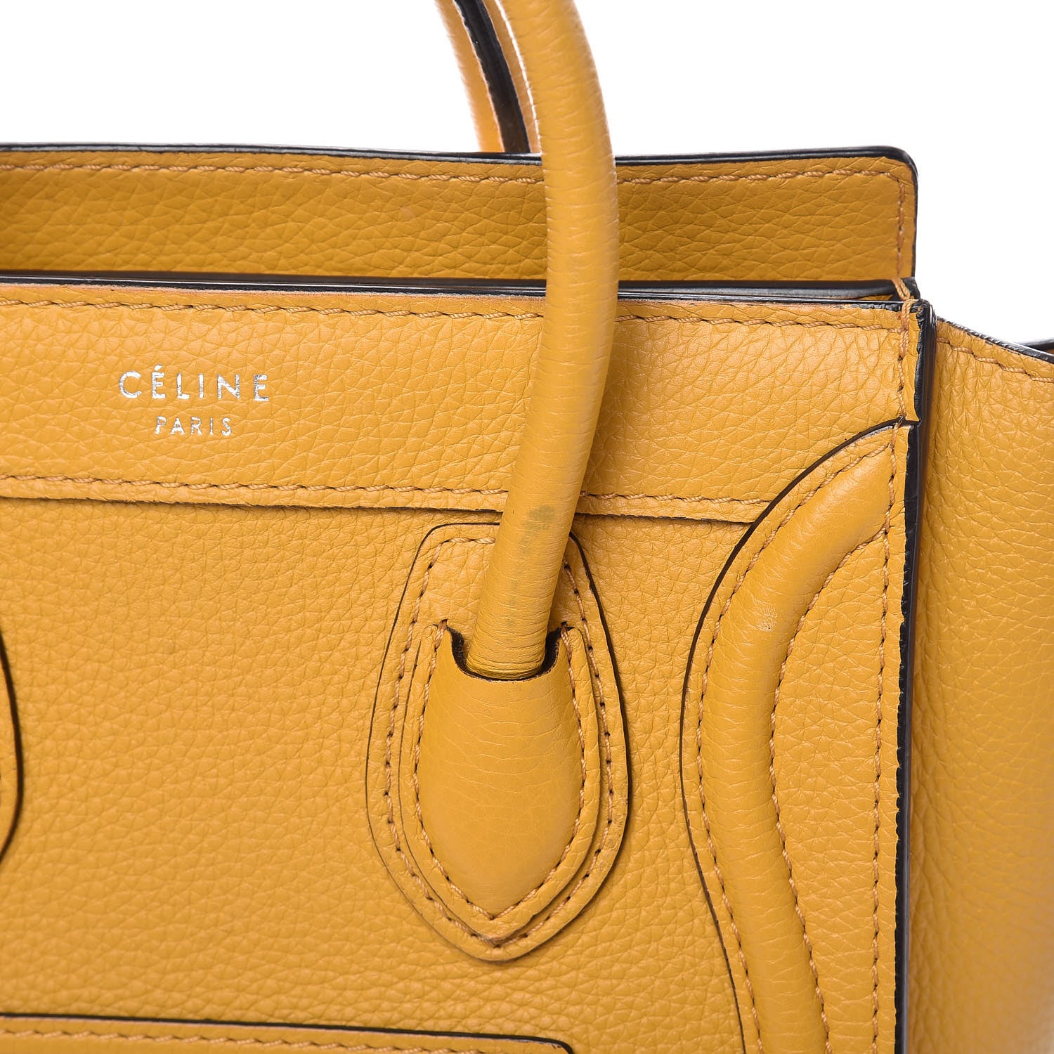 Celine Drummed Calfskin Nano Luggage Ocre 16 of 17