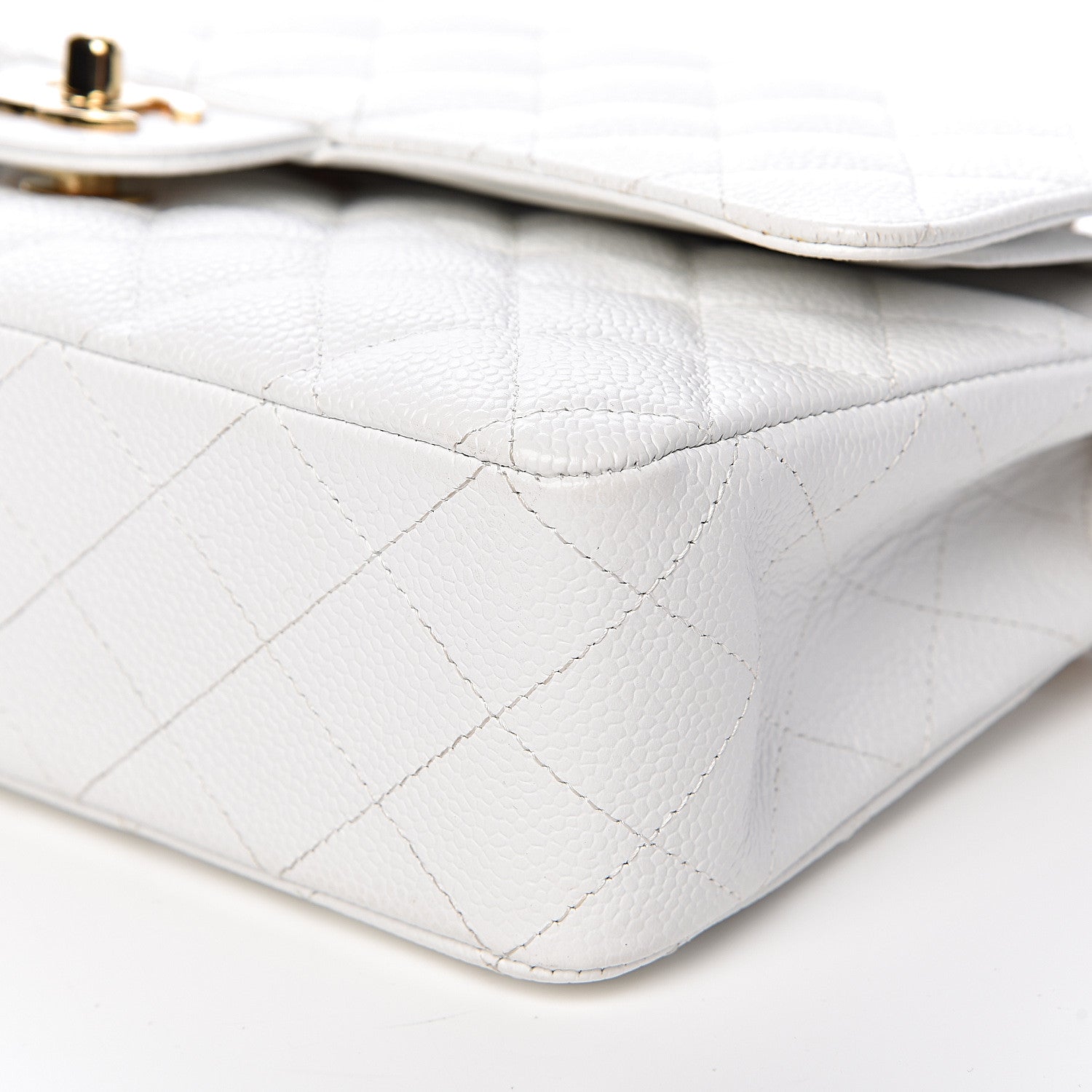 Chanel Caviar Quilted Medium Double Flap White 10 of 15