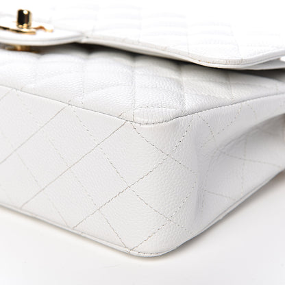Chanel Caviar Quilted Medium Double Flap White 10 of 15
