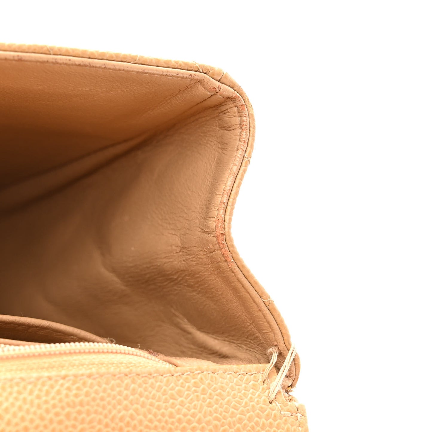 Caviar Quilted Jumbo Single Flap Beige