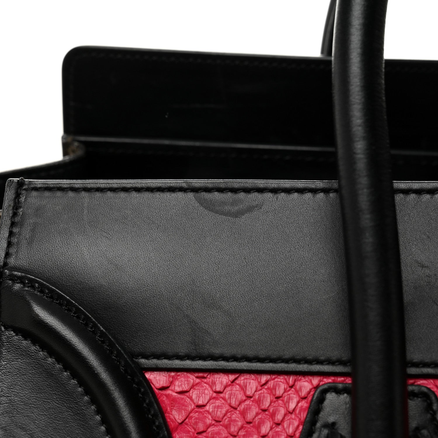 Celine Snakeskin Smooth Calfskin Mini Tri-Color Luggage Fuchsia 10 of 11