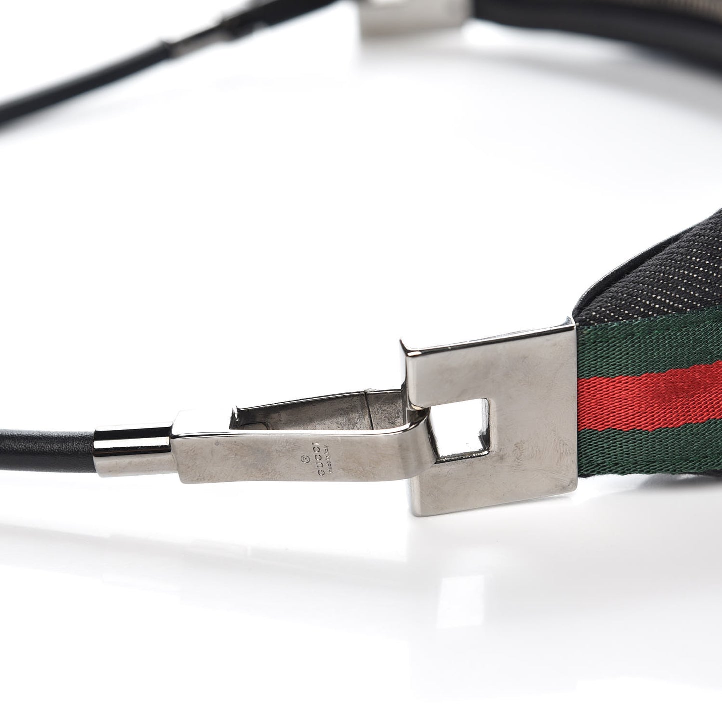 Denim Web Small Clasp Hobo Black