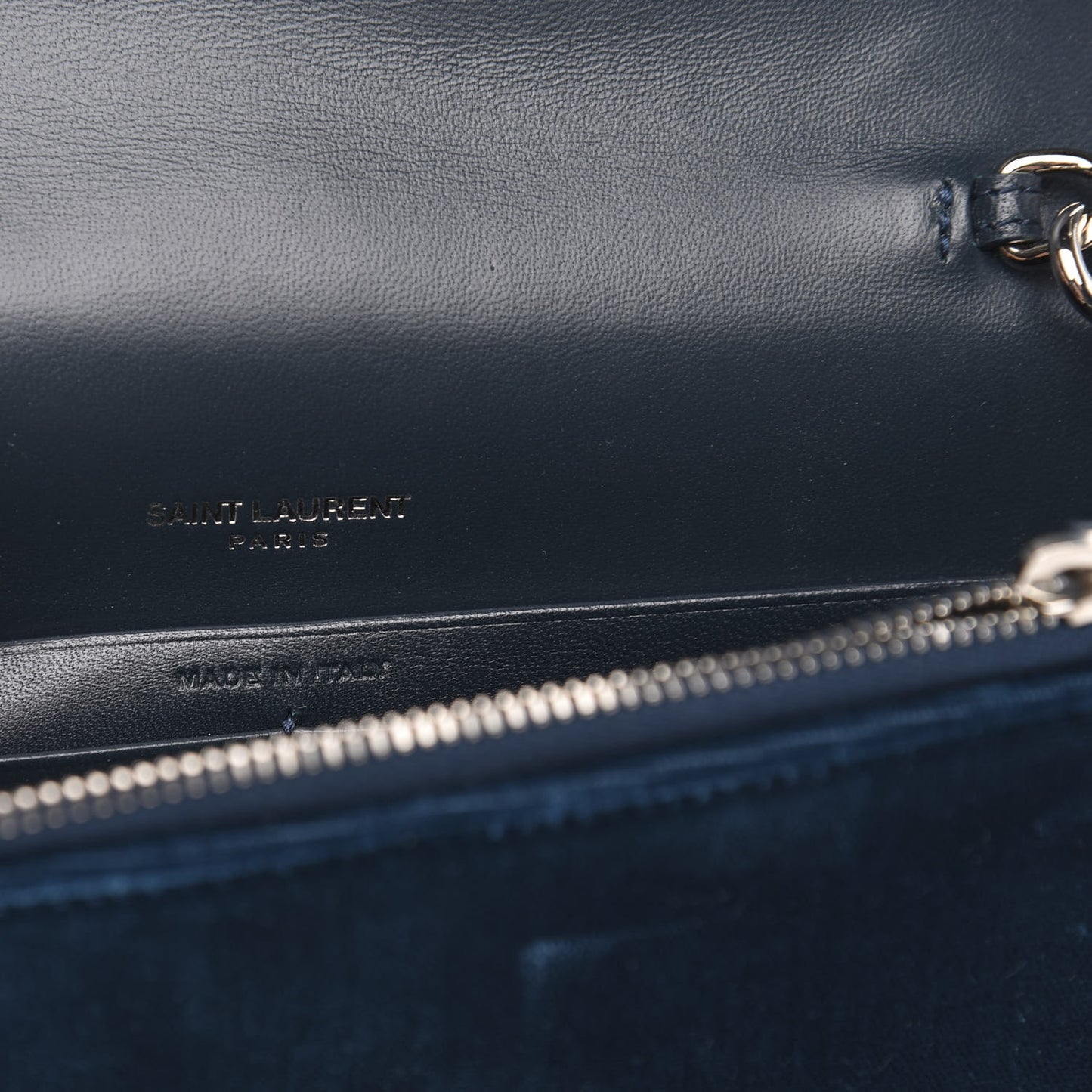 Velvet Crystal Monogram Kate Tassel Chain Wallet Blue