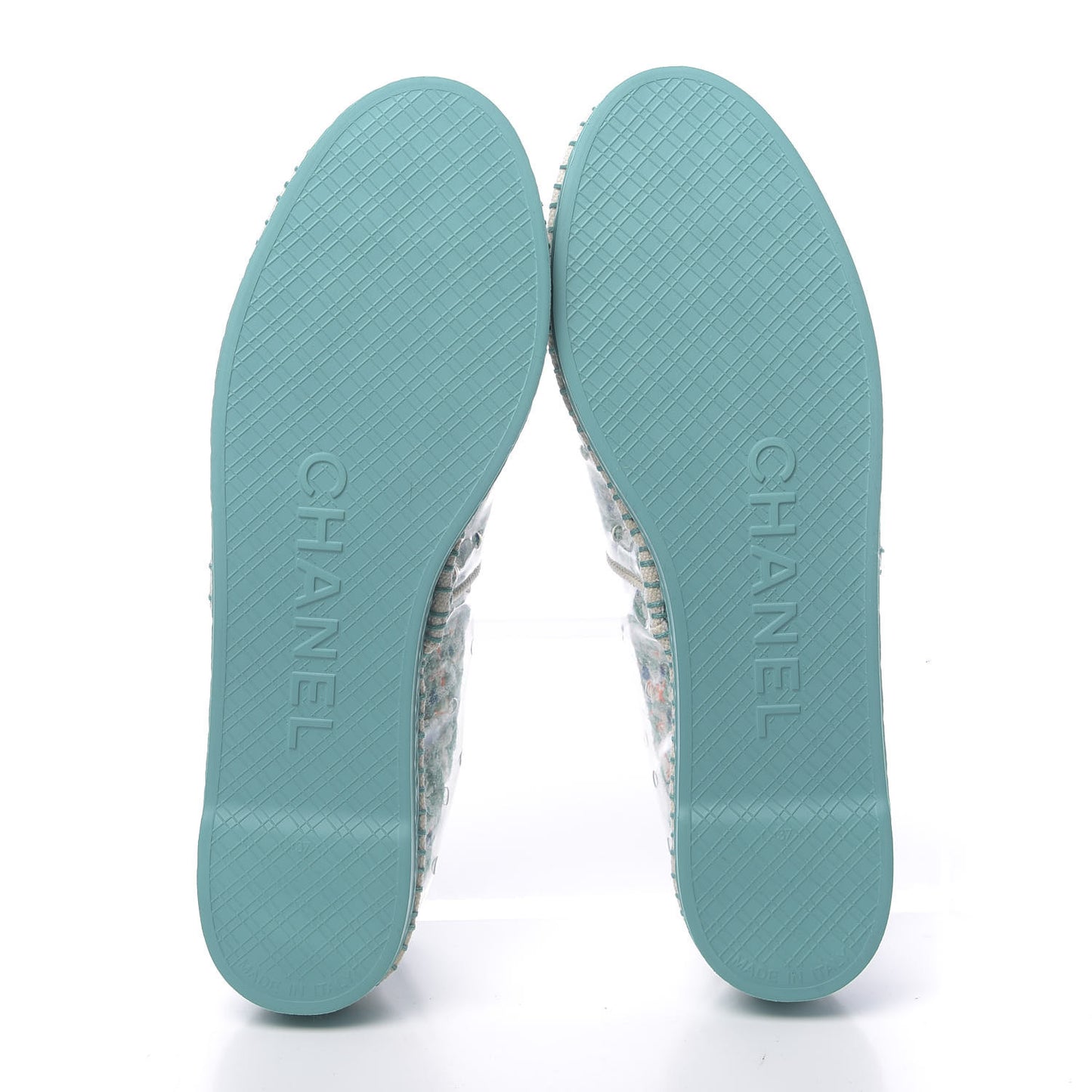 PVC Tweed CC Espadrilles 37 Green Multicolor