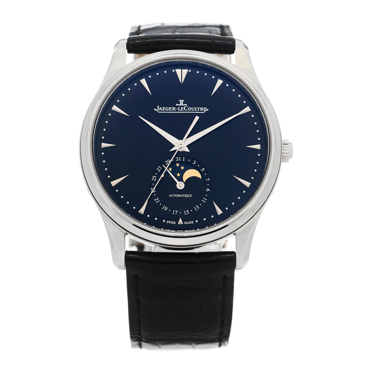 Jaeger-LeCoultre Stainless Steel Alligator 39mm Master Ultra Thin Moon Automatic Watch Q1368470 1 of 6