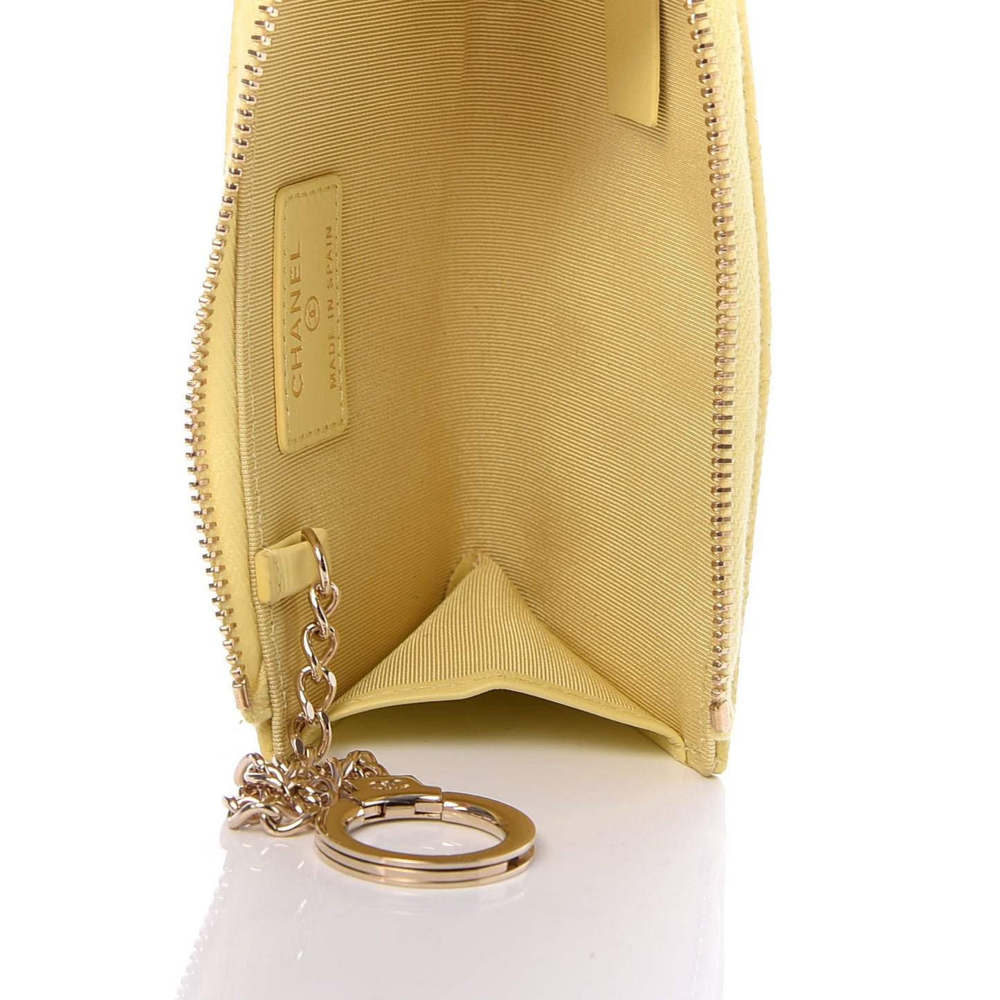 Caviar Quilted Zipped Key Holder Case Yellow