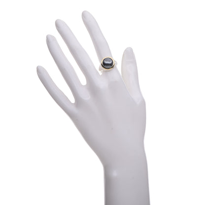 Tiffany Sterling Silver 18K Yellow Gold Hematite Ring 53 6.25 2 of 6