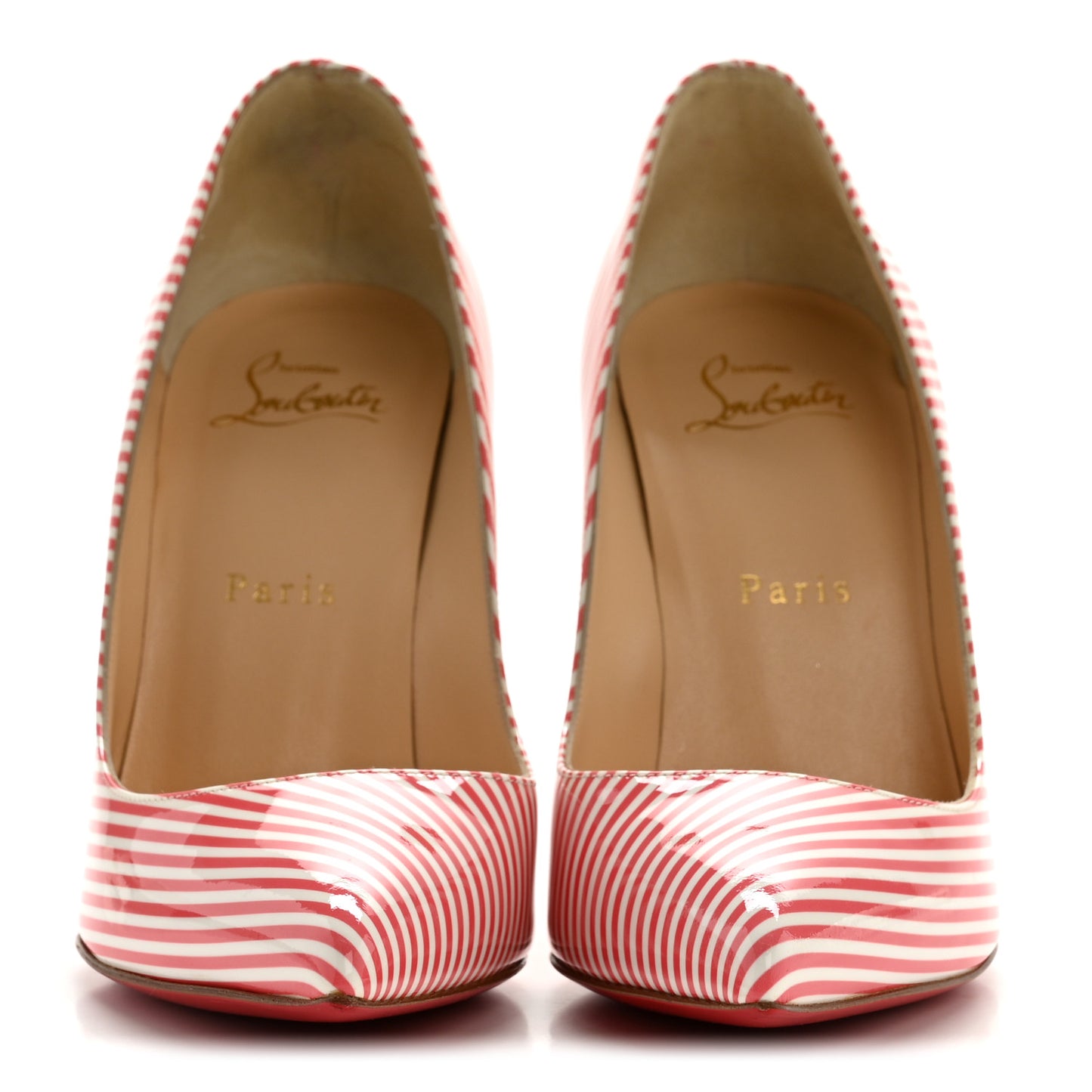 Patent Pigalle Follies Stripes 100 Pumps 37 Smoothie White