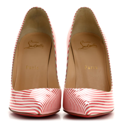 Christian Louboutin Patent Pigalle Follies Stripes 100 Pumps 37 Smoothie White 3 of 9