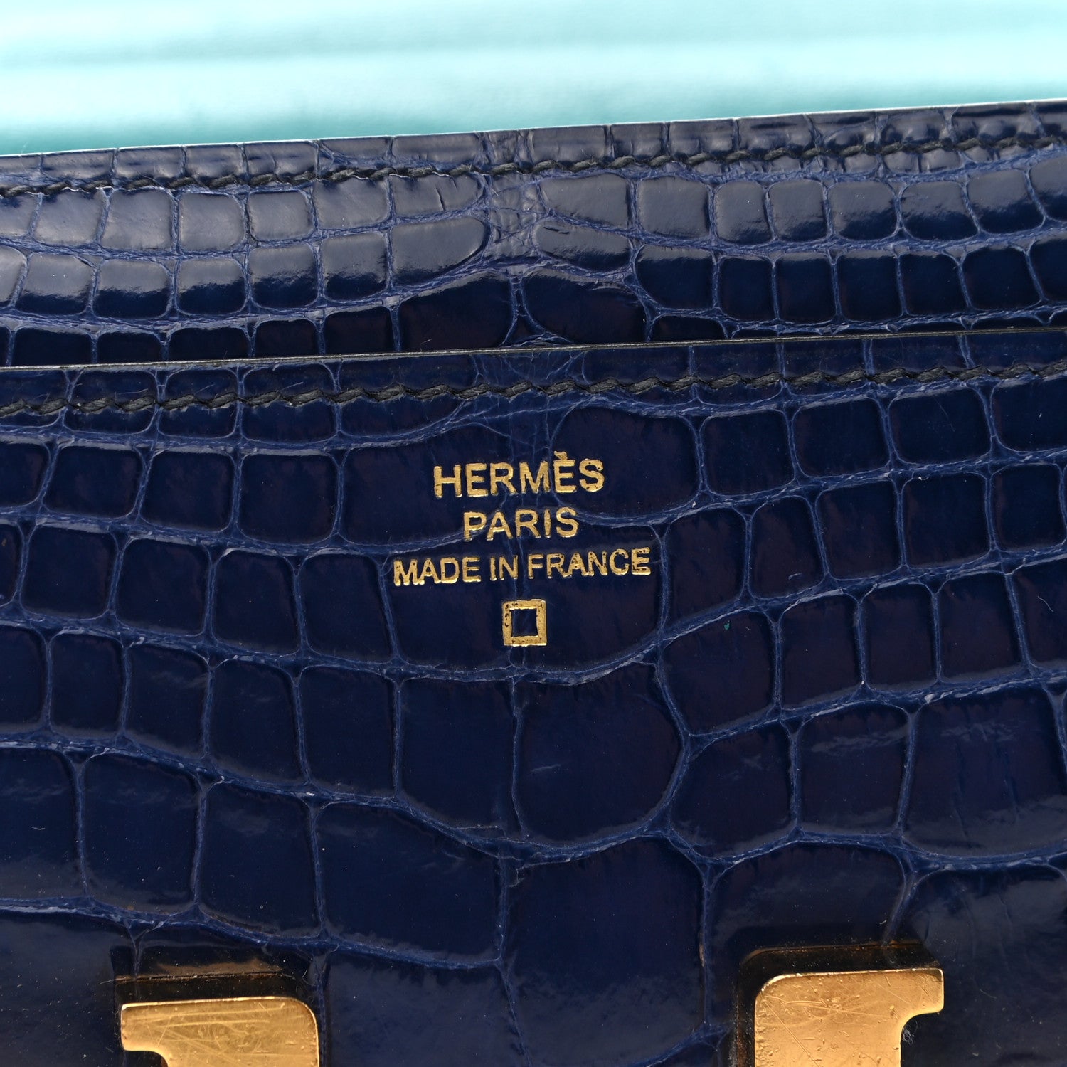 Hermes Shiny Alligator Verso Constance Long Wallet Bleu Saphir Bleu Paon 6 of 7
