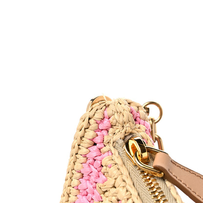 Prada Yarn Raffia Effect Crochet Striped Re-Edition 2005 Shoulder Bag Naturale Petalo 9 of 9