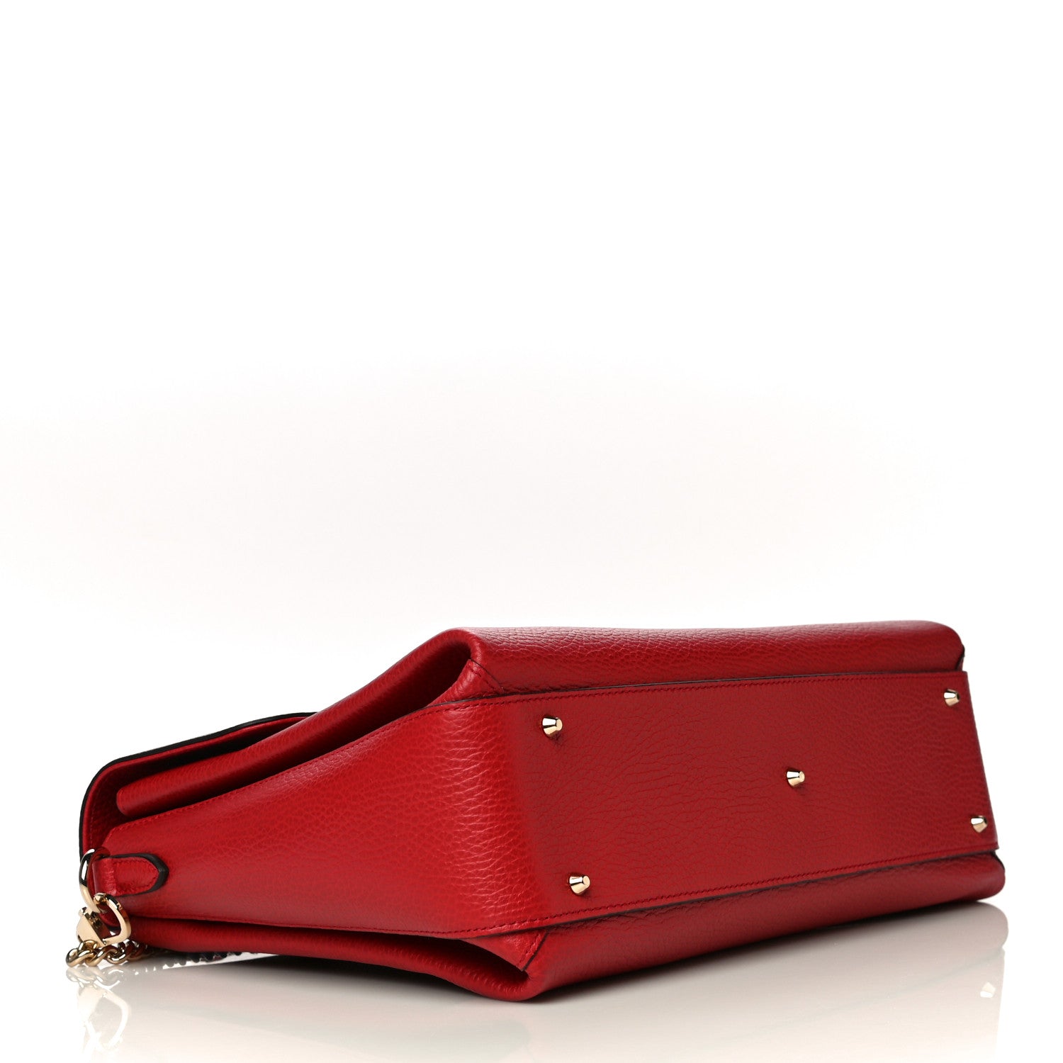 Gucci Dollar Calfskin Medium Interlocking G Top Handle Shoulder Bag Red 4 of 18