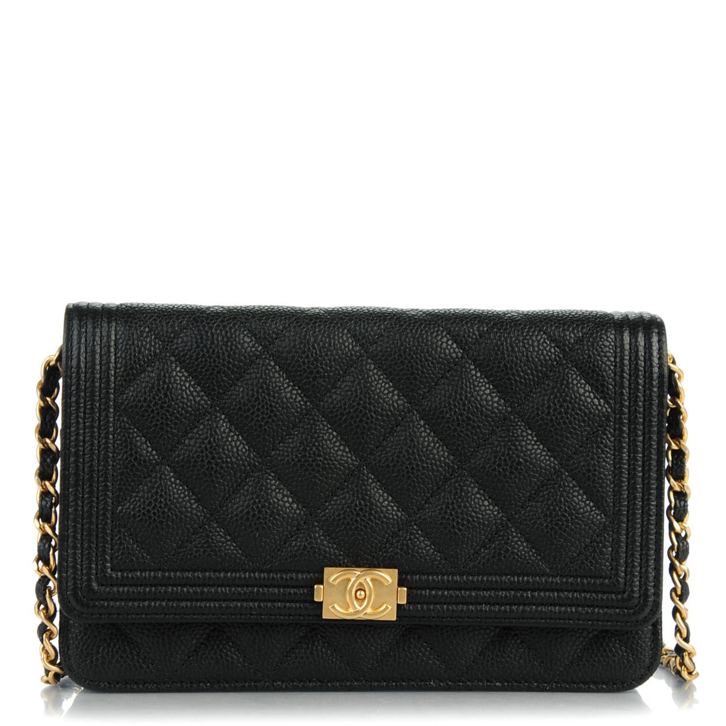 Caviar Quilted Boy Wallet On Chain WOC Black