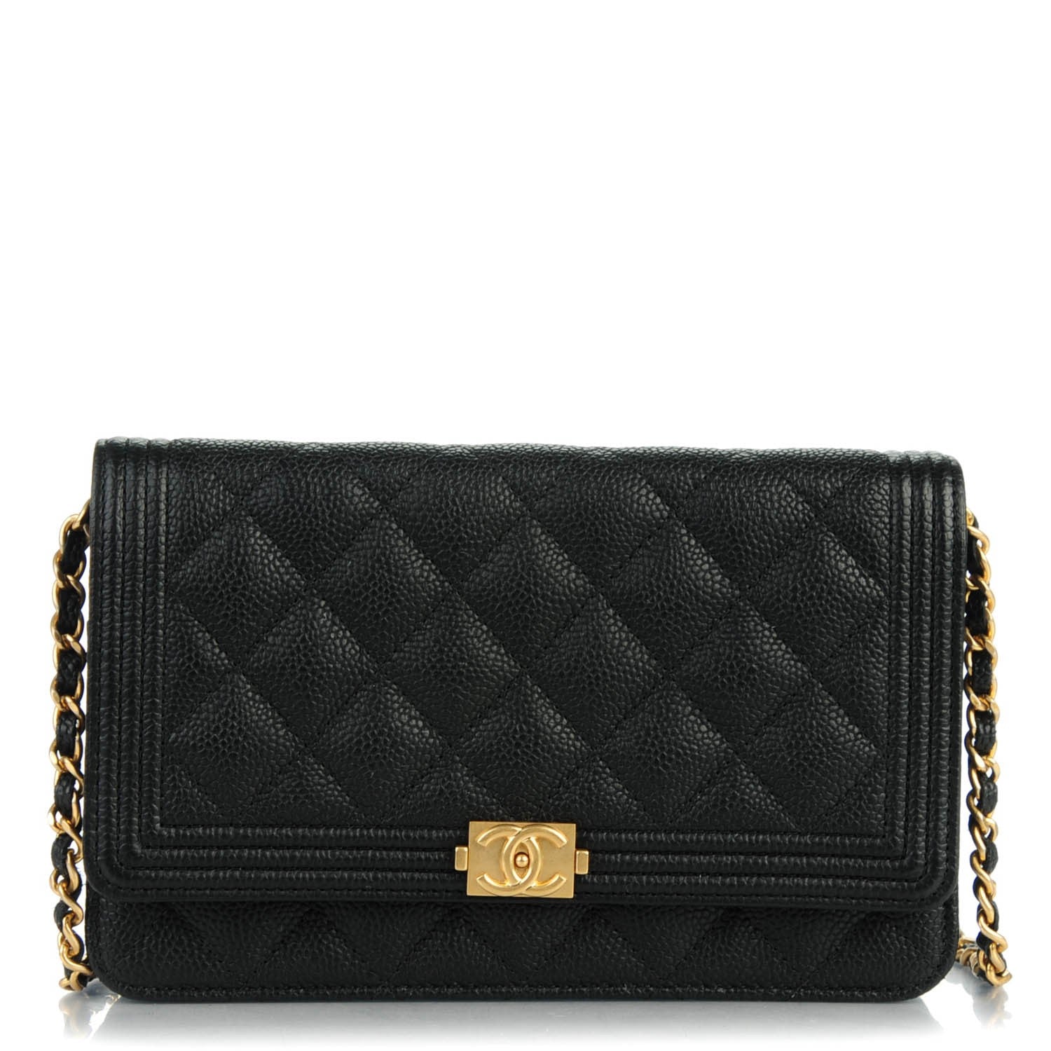 Chanel Caviar Quilted Boy Wallet On Chain WOC Black 1 of 8