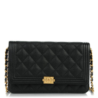 Chanel Caviar Quilted Boy Wallet On Chain WOC Black 1 of 8