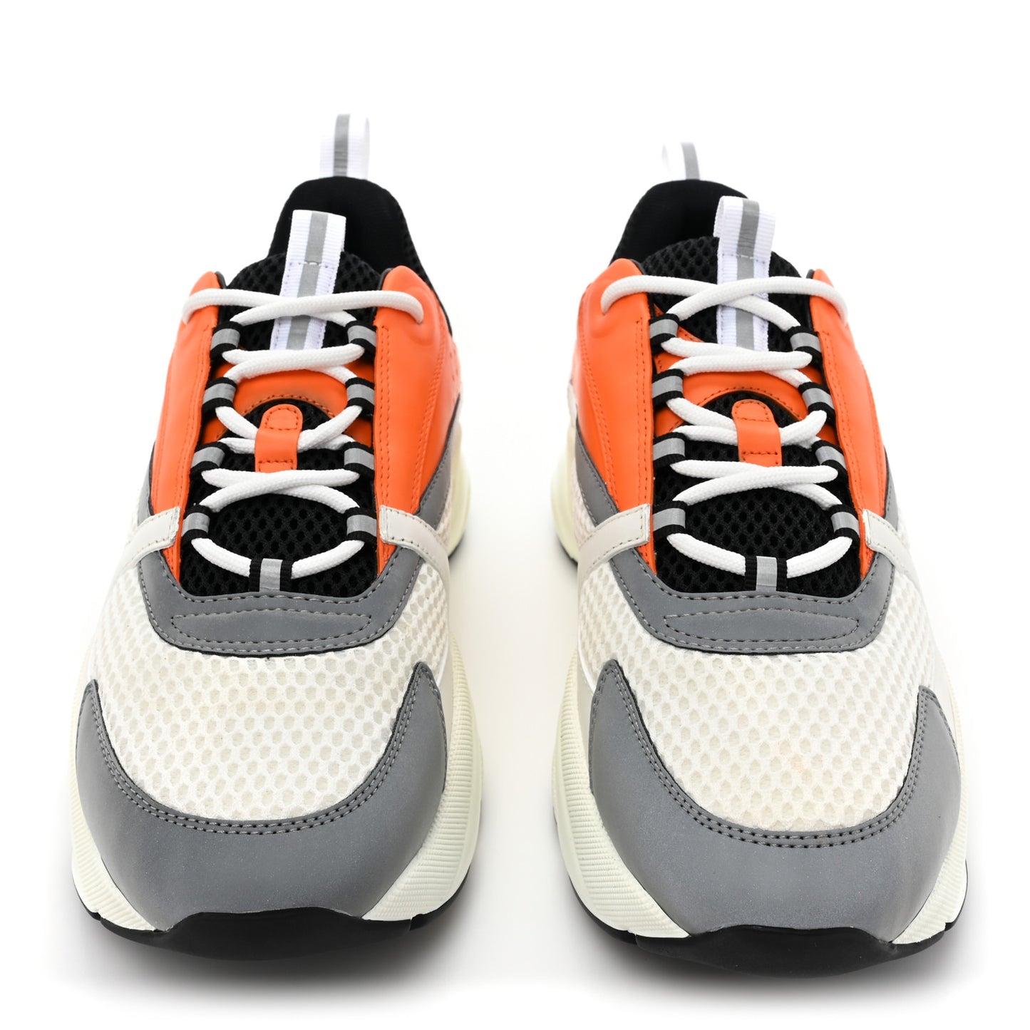 Technical Mesh Calfskin Mens B22 Sneakers 44 White Orange