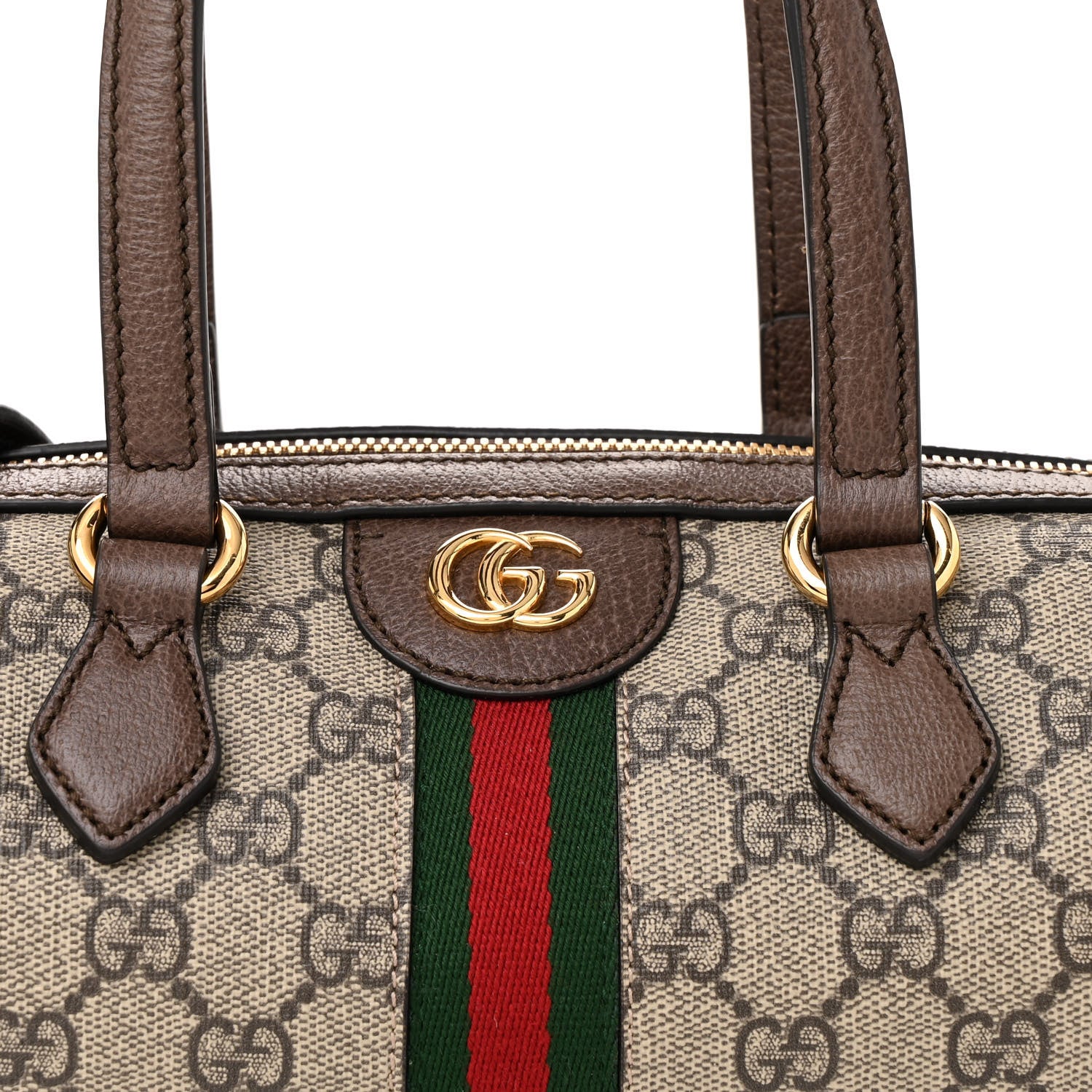 Gucci GG Supreme Monogram Web Small Ophidia Boston Bag Beige New Acero 8 of 12