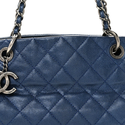 Chanel Iridescent Caviar Quilted Small Chic Tote  Dark Blue 8 of 14