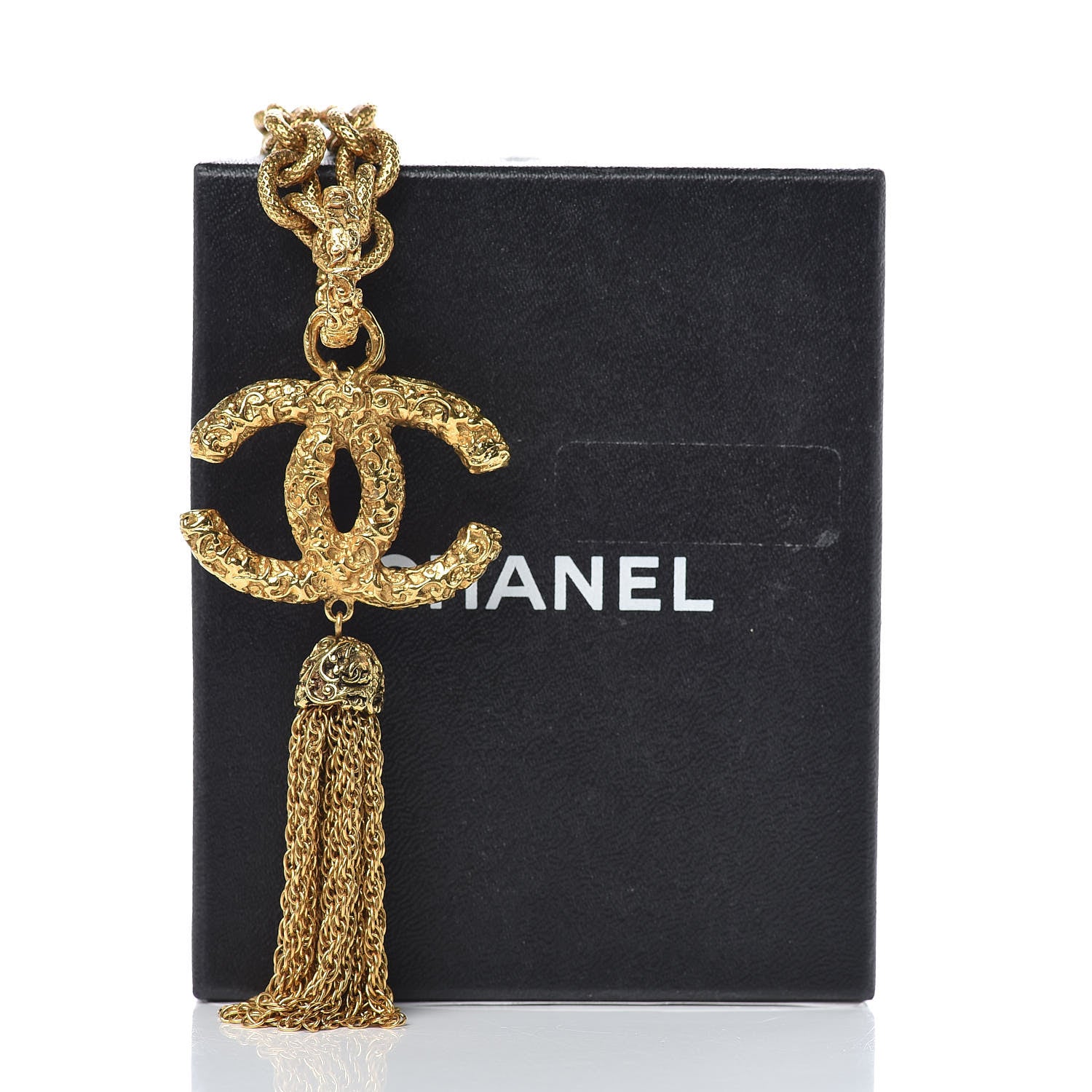 Chanel Textured Etruscan CC Tassel Necklace Gold 7 of 7