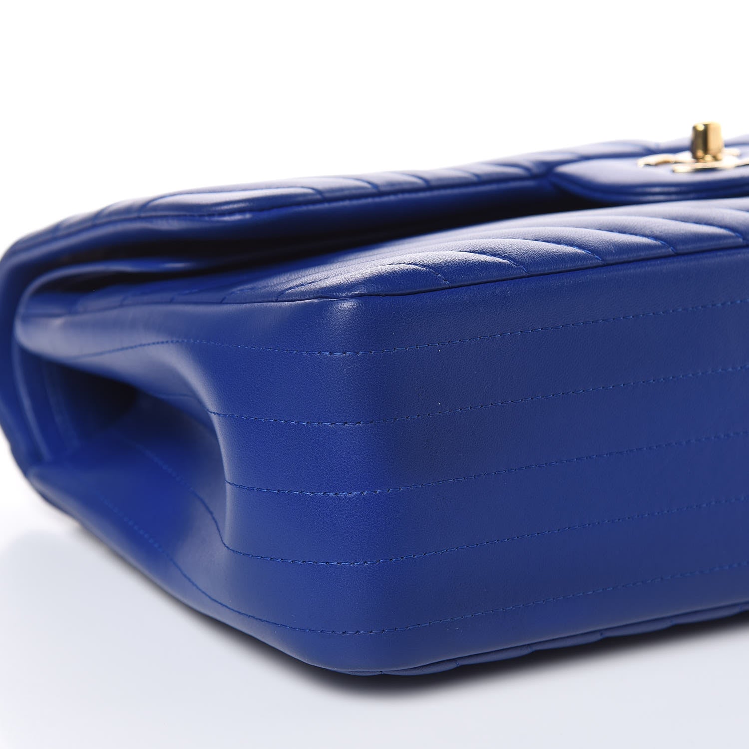 Chanel Lambskin Chevron Quilted Jumbo Double Flap Blue 8 of 11
