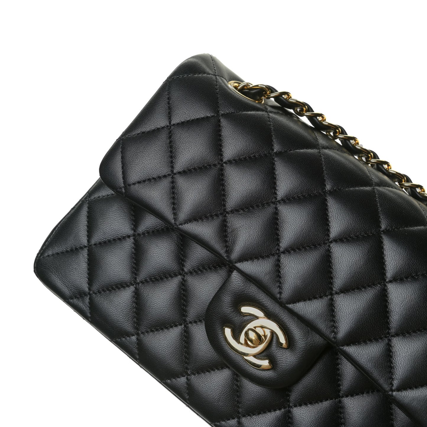 Lambskin Quilted Small Double Flap Black
