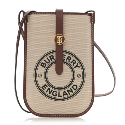 Burberry Canvas Callfskin Anne Phone Case With Strap White Tan 1 of 7