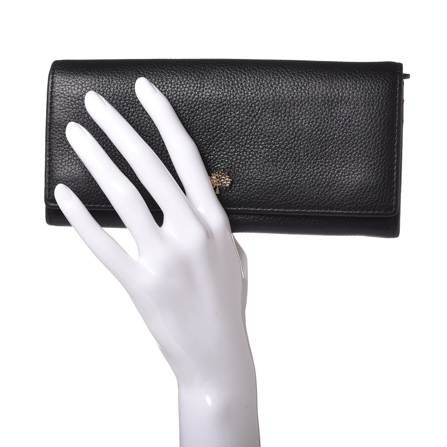 Classic Grain Small Tree Continental Wallet Black